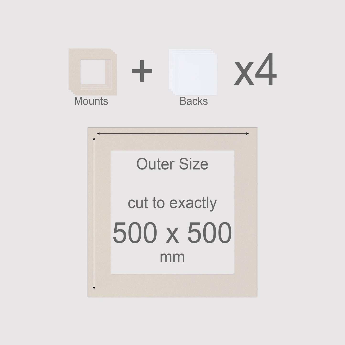 500 x 500 mm, Mounts & Backs, Pack of 4