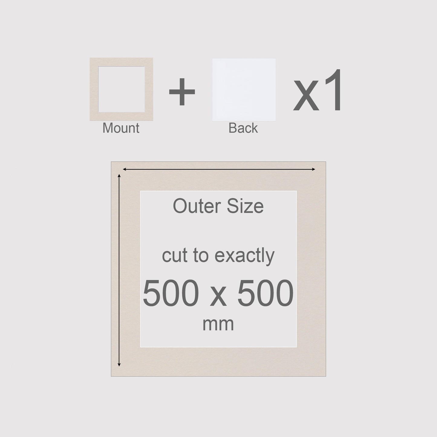 500 x 500 mm, Mount & Back, Pack of 1 (single)