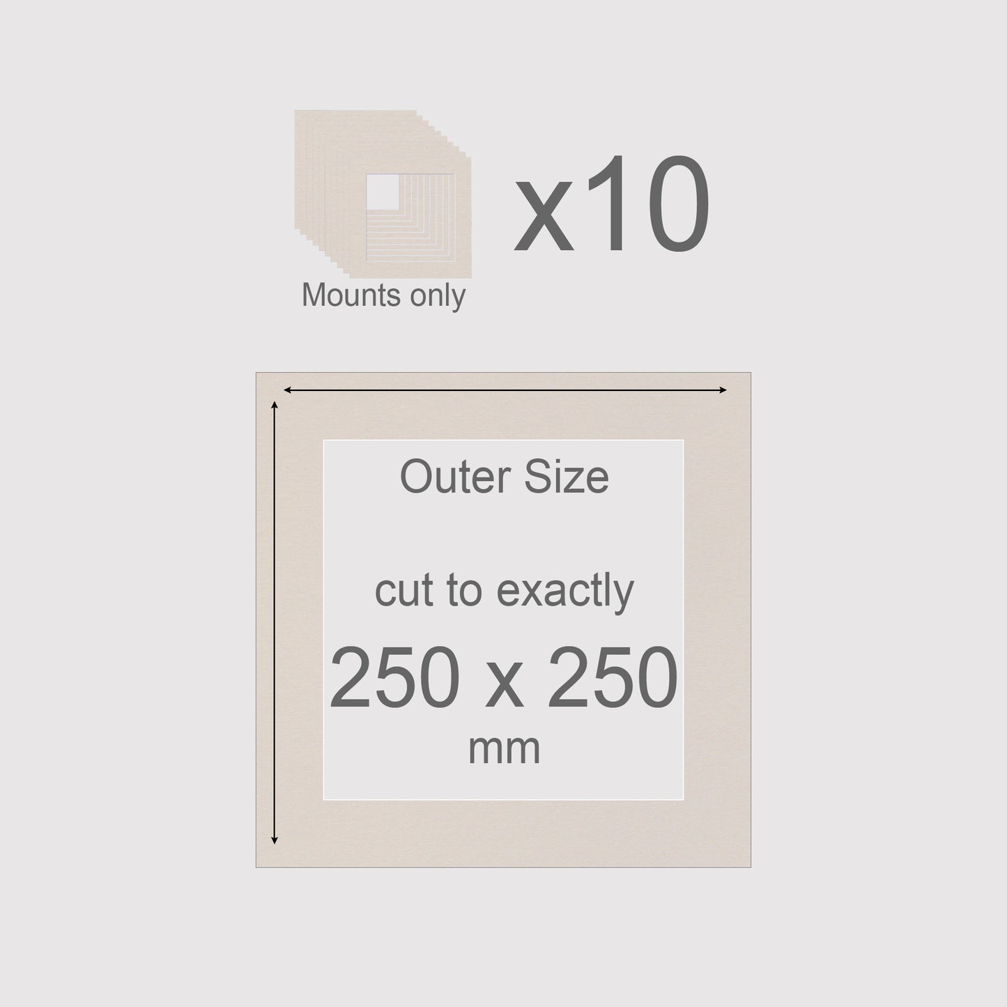 250 x 250 mm, Mounts only, Pack of 10