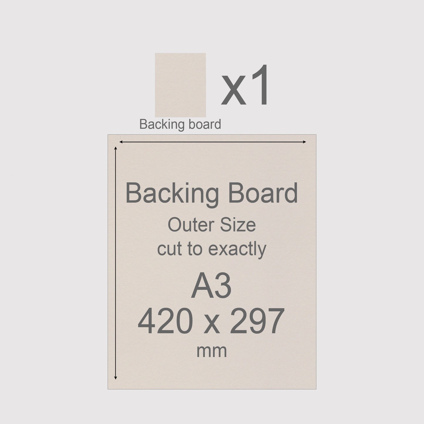 A3, 420 x 297 mm, Mountboard Backs for Picture Mounts