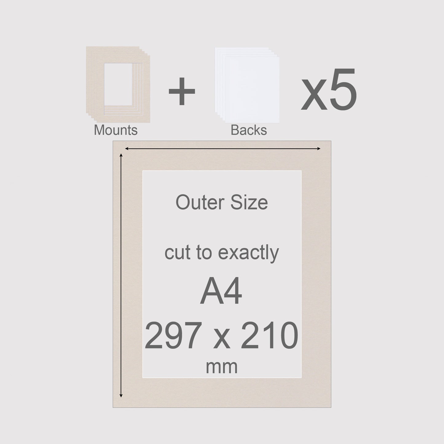 A4, 297 x 210 mm, Mounts & Backs, Pack of 5