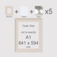 A1, 841 x 594 mm, Mounts, Backs, & Bags, Pack of 5