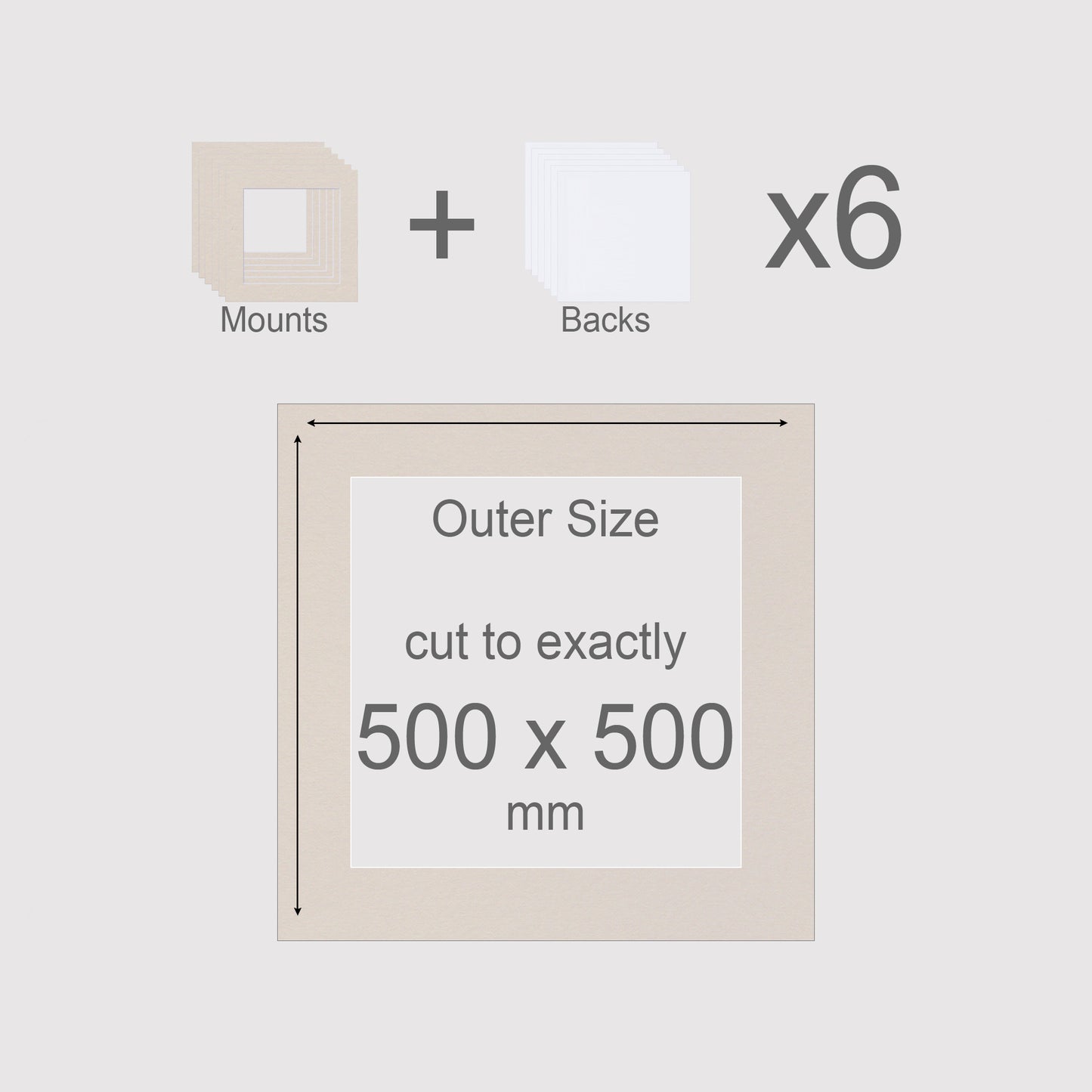 500 x 500 mm, Mounts & Backs, Pack of 6