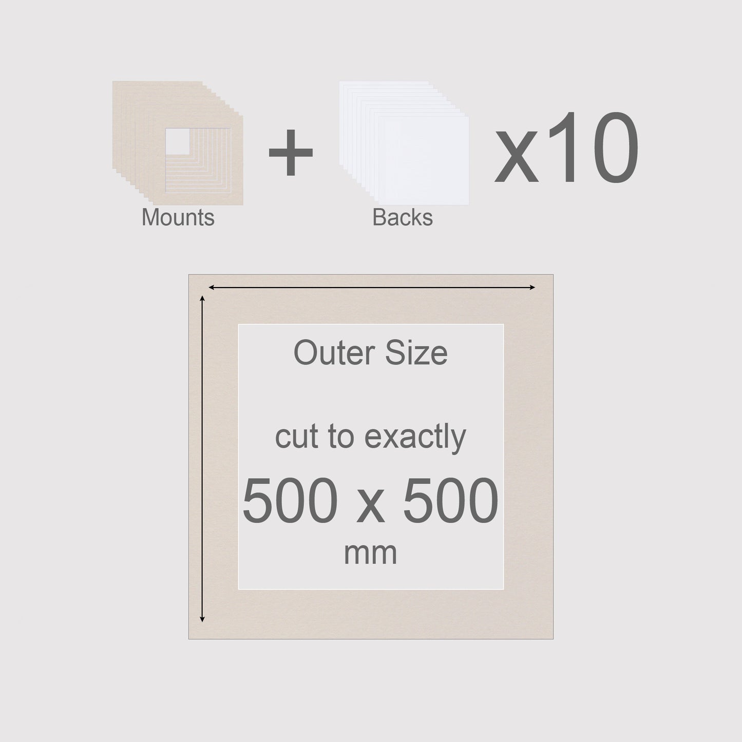 500 x 500 mm, Mounts & Backs, Pack of 10