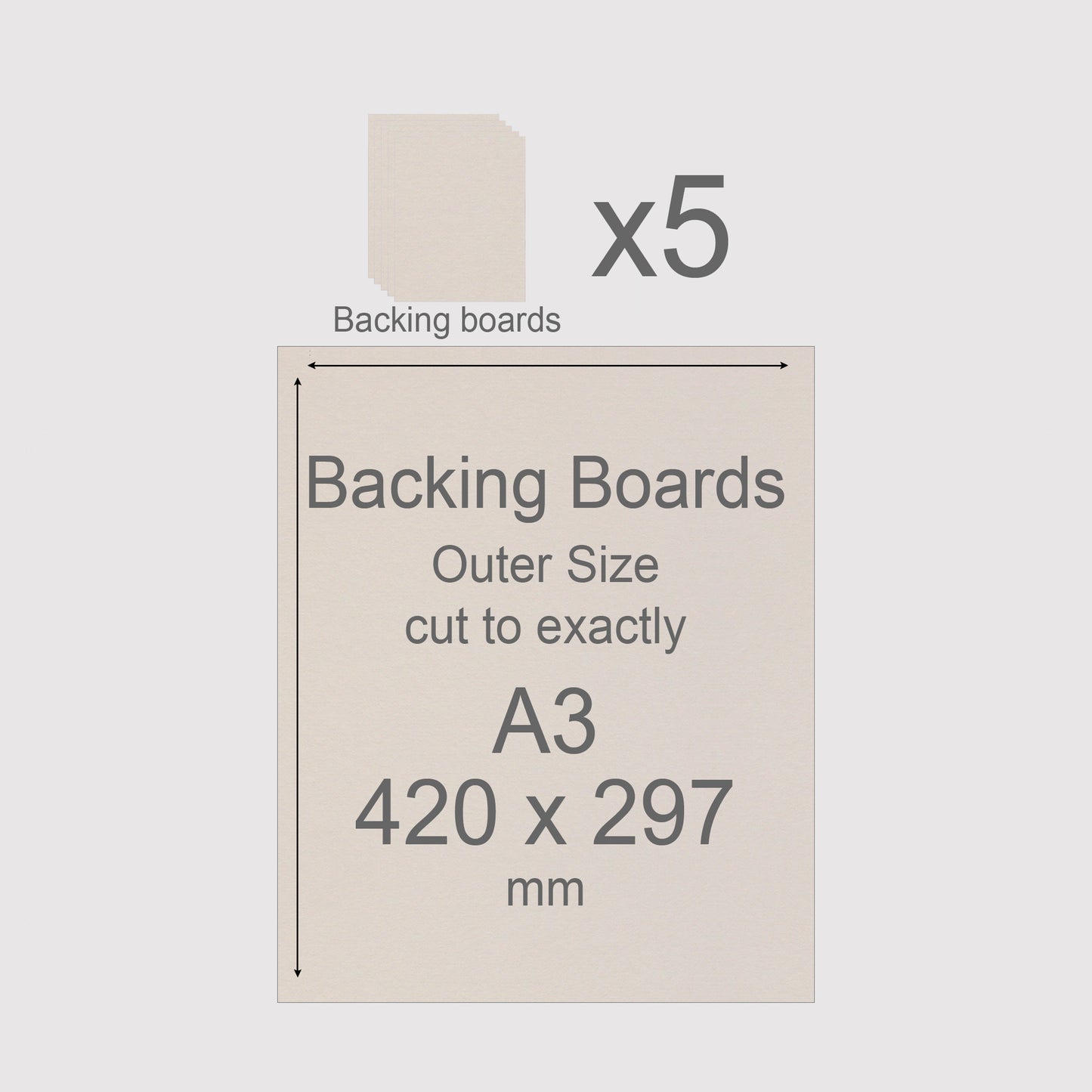 A3, 420 x 297 mm, Mountboard Backs for Picture Mounts