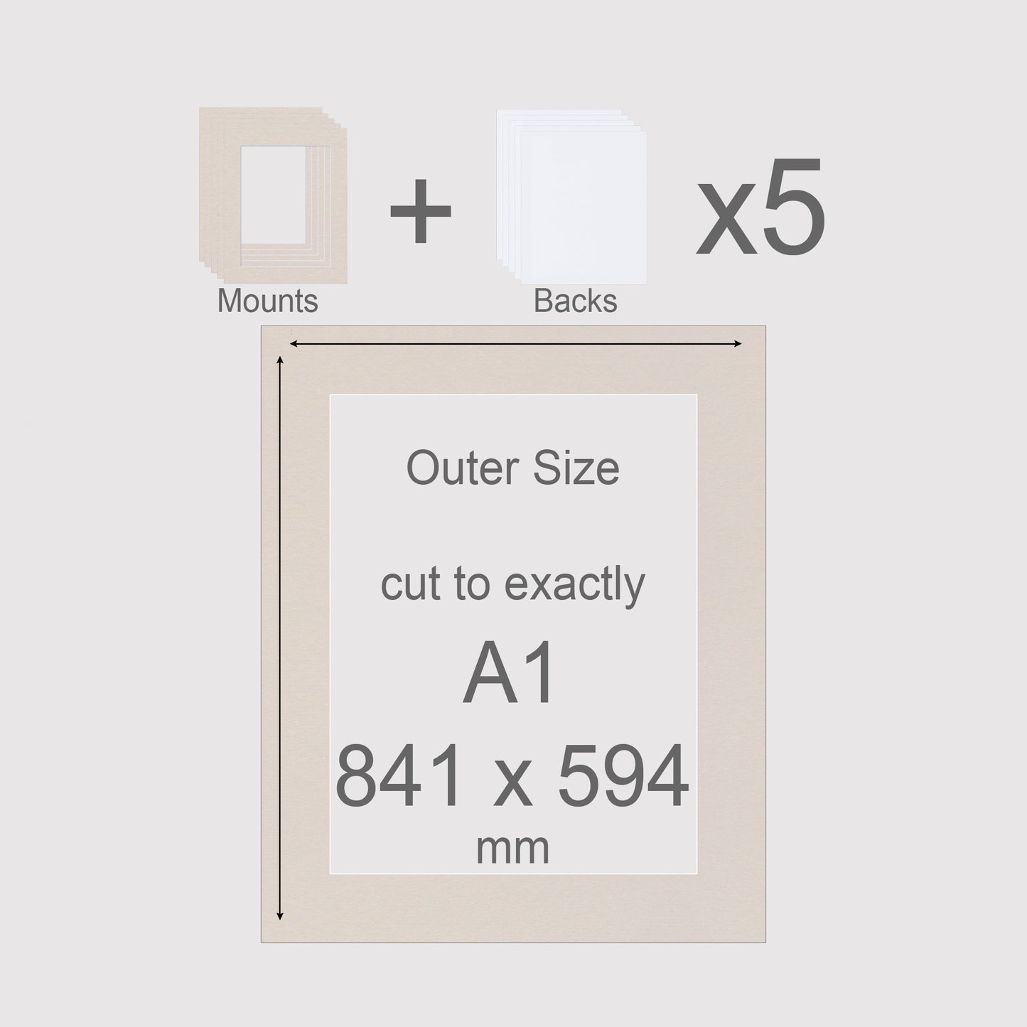 A1, 841 x 594 mm, Mounts & Backs, Pack of 5