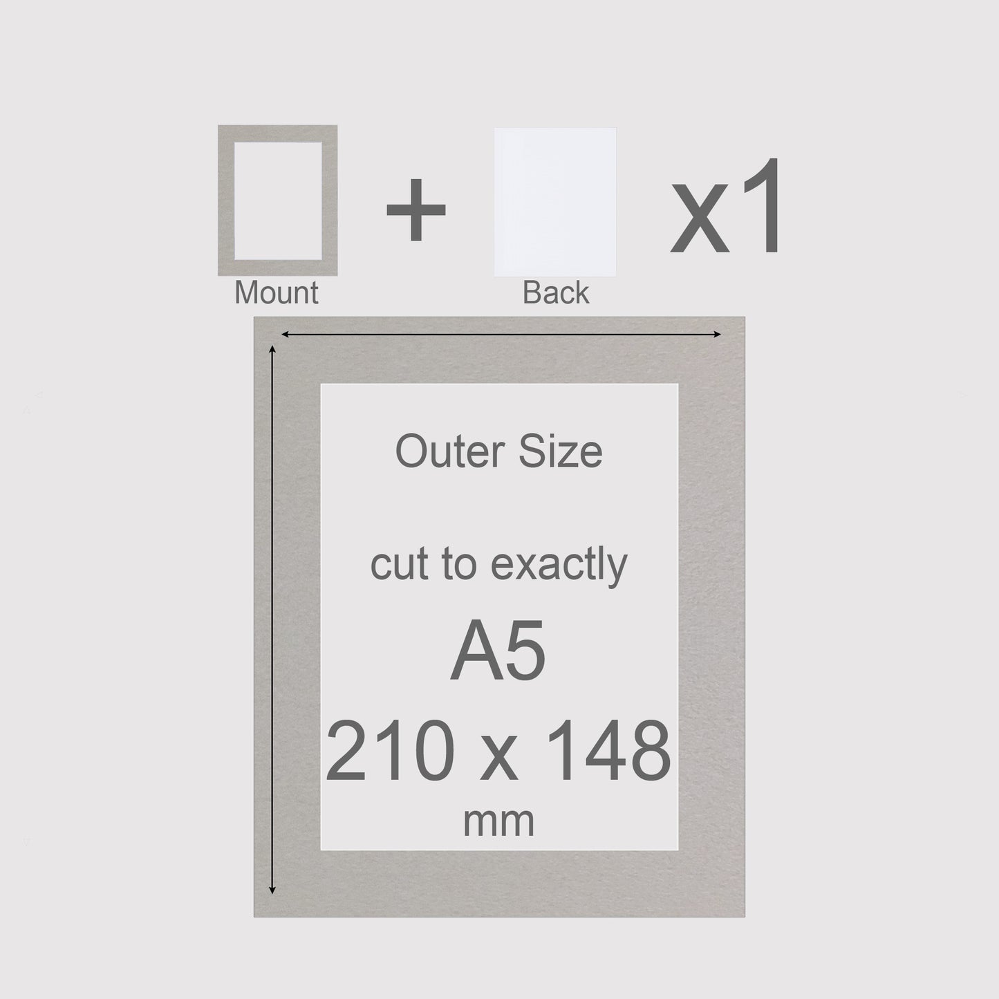 A5, 210 x 148 mm, Mount & Back, Pack of 1 (single)