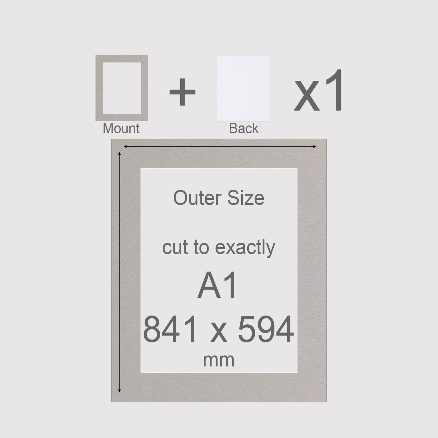 A1, 841 x 594 mm, Mount & Back, Pack of 1 (single)