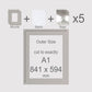 A1, 841 x 594 mm, Mounts, Backs, & Bags, Pack of 5
