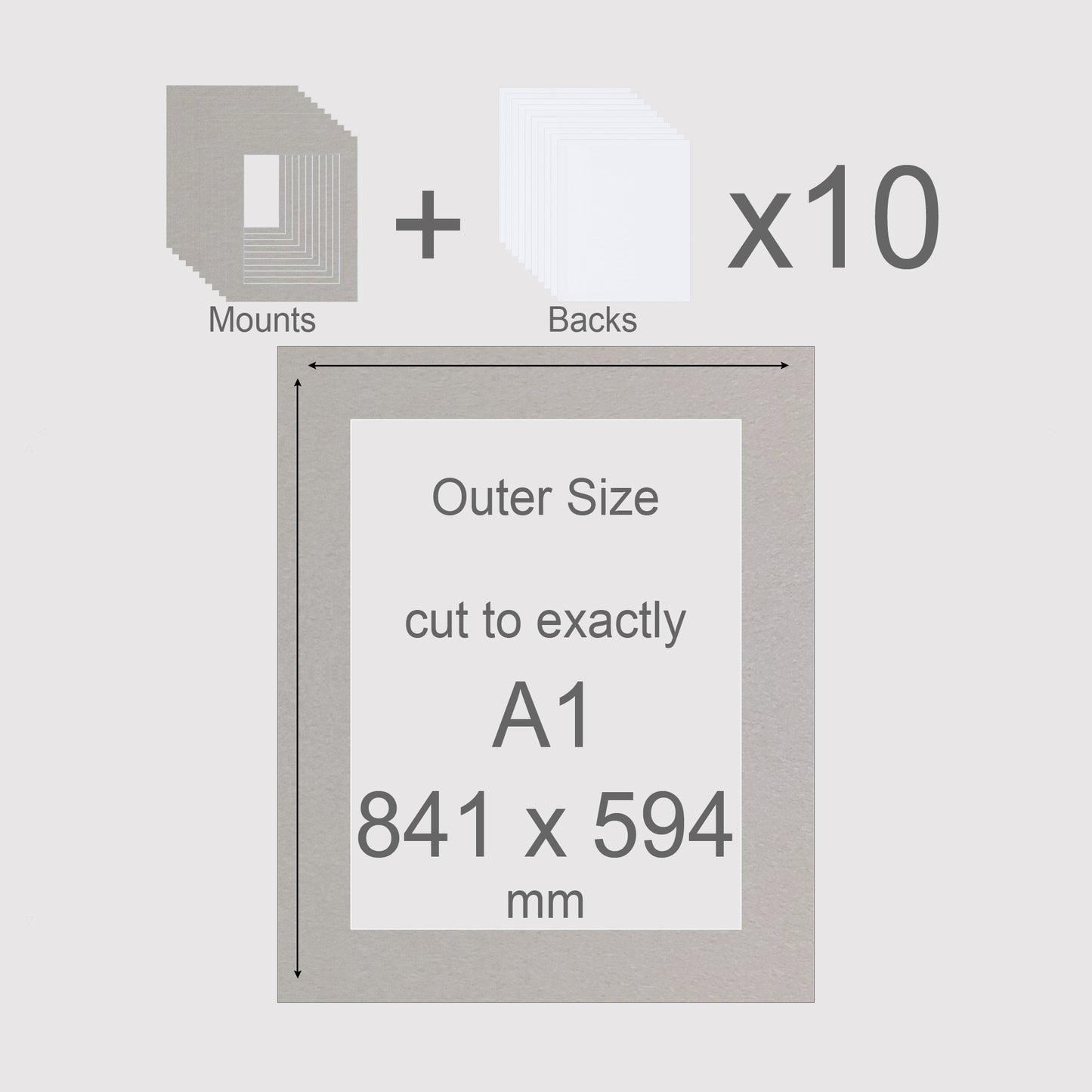A1, 841 x 594 mm, Mounts & Backs, Pack of 10