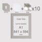 A1, 841 x 594 mm, Mounts, Backs, & Bags, Pack of 10