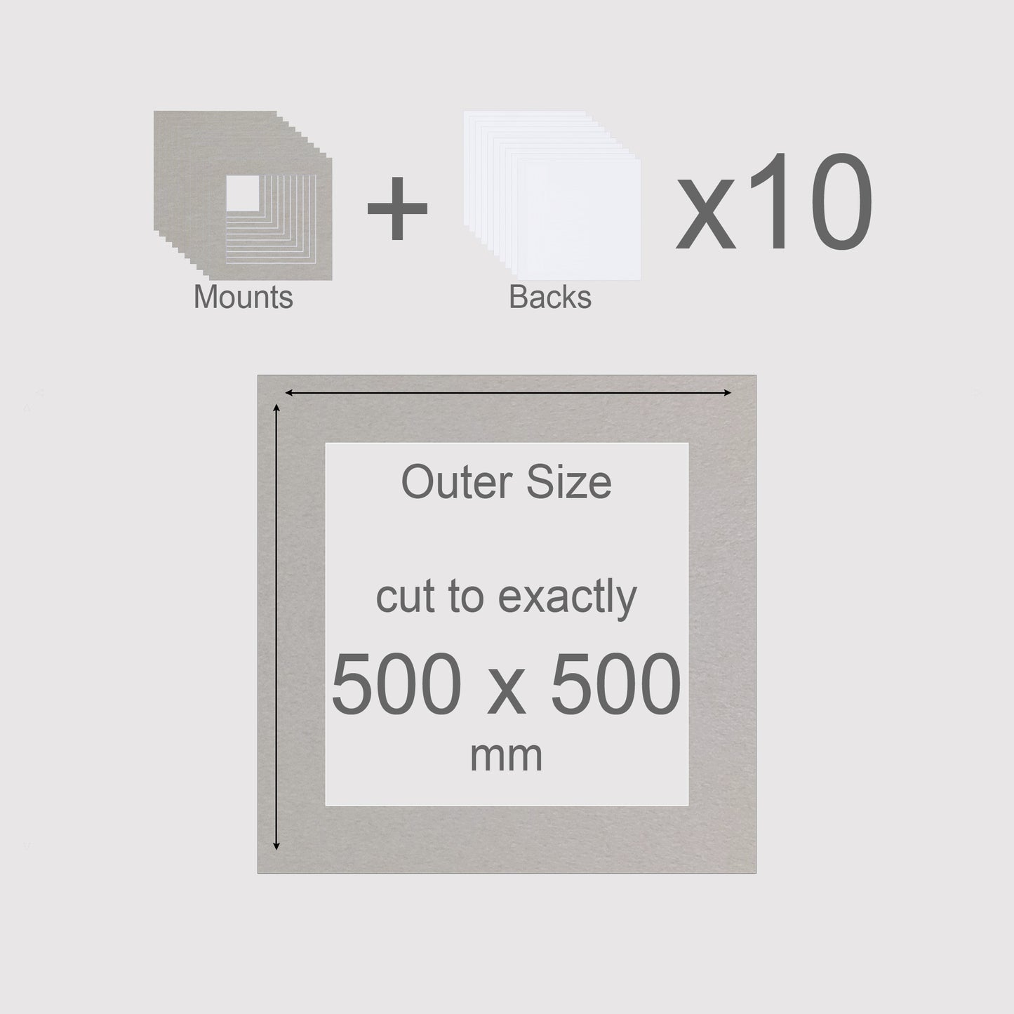 500 x 500 mm, Mounts & Backs, Pack of 10