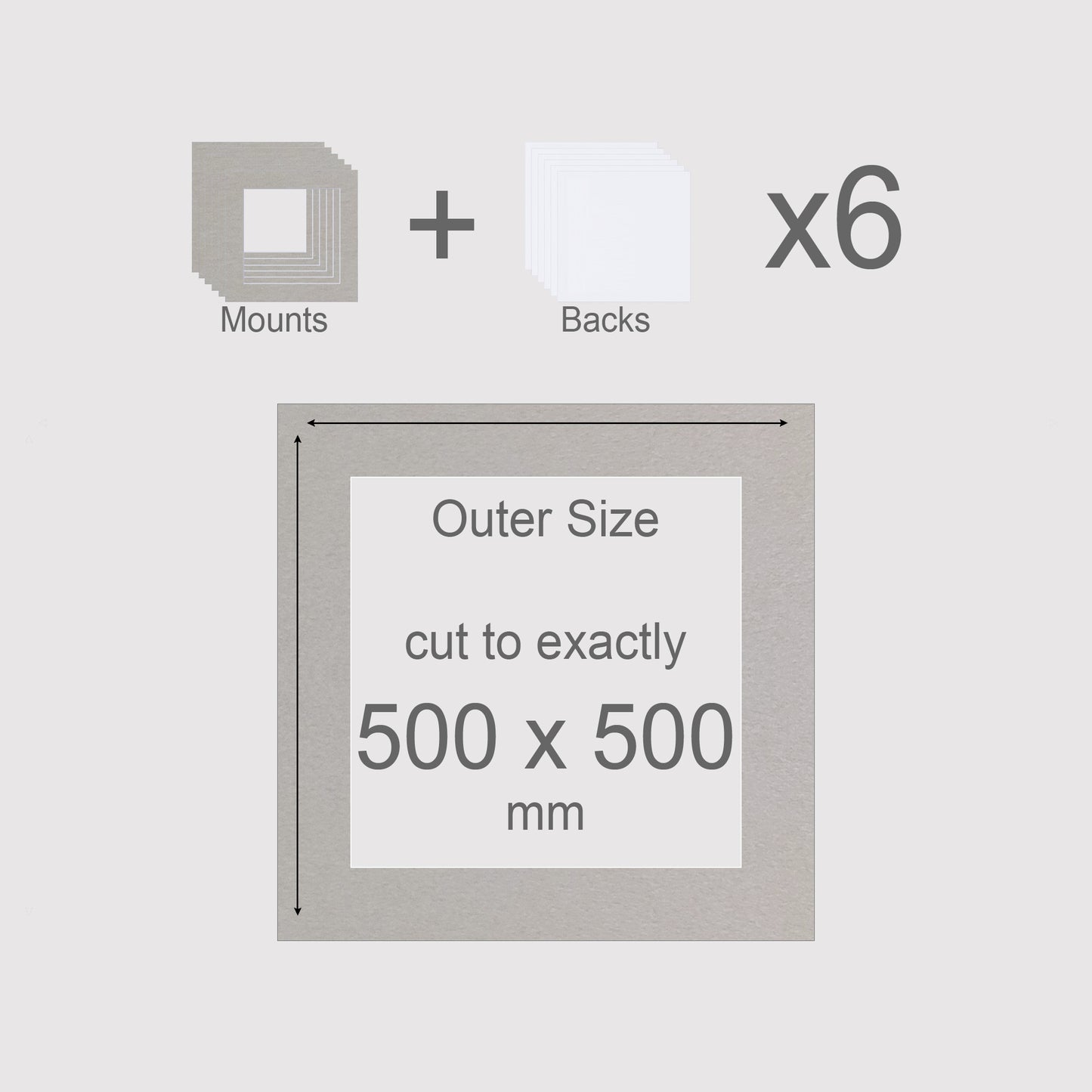 500 x 500 mm, Mounts & Backs, Pack of 6