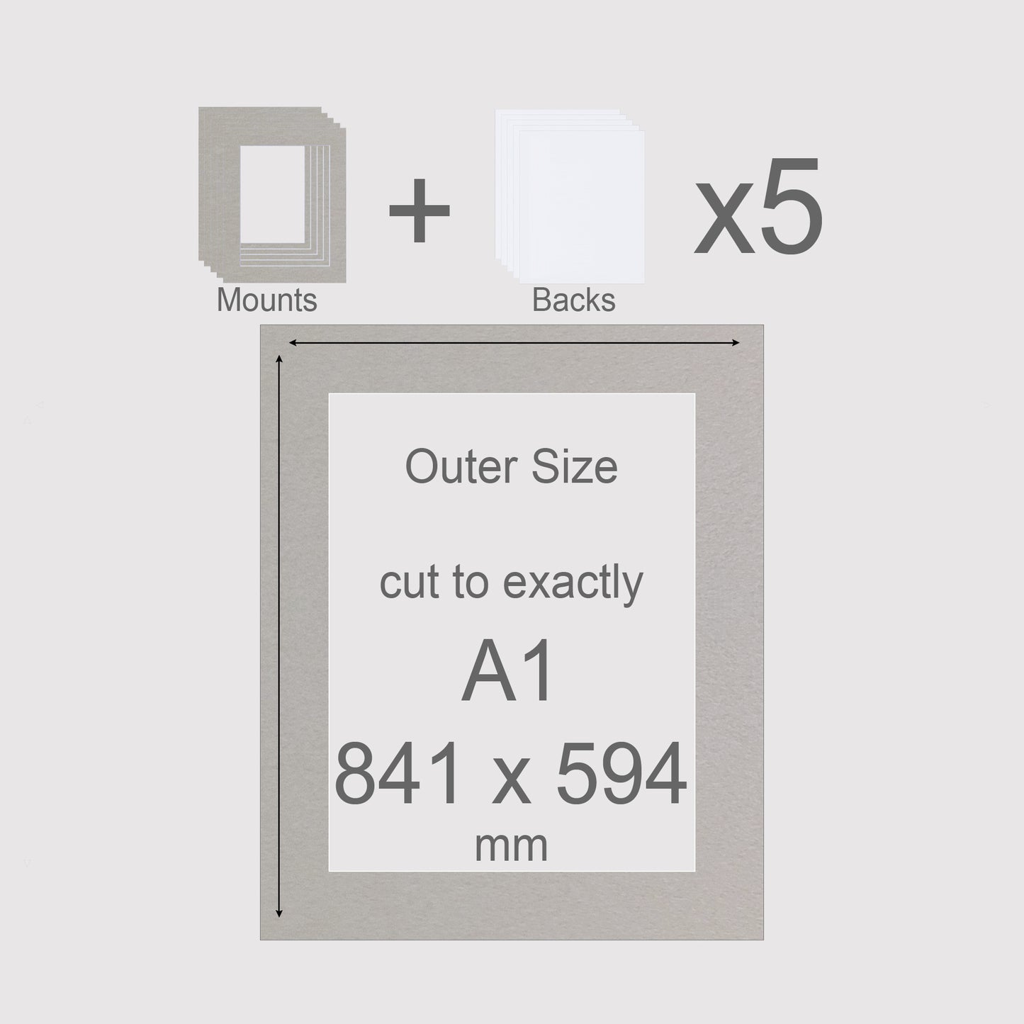 A1, 841 x 594 mm, Mounts & Backs, Pack of 5