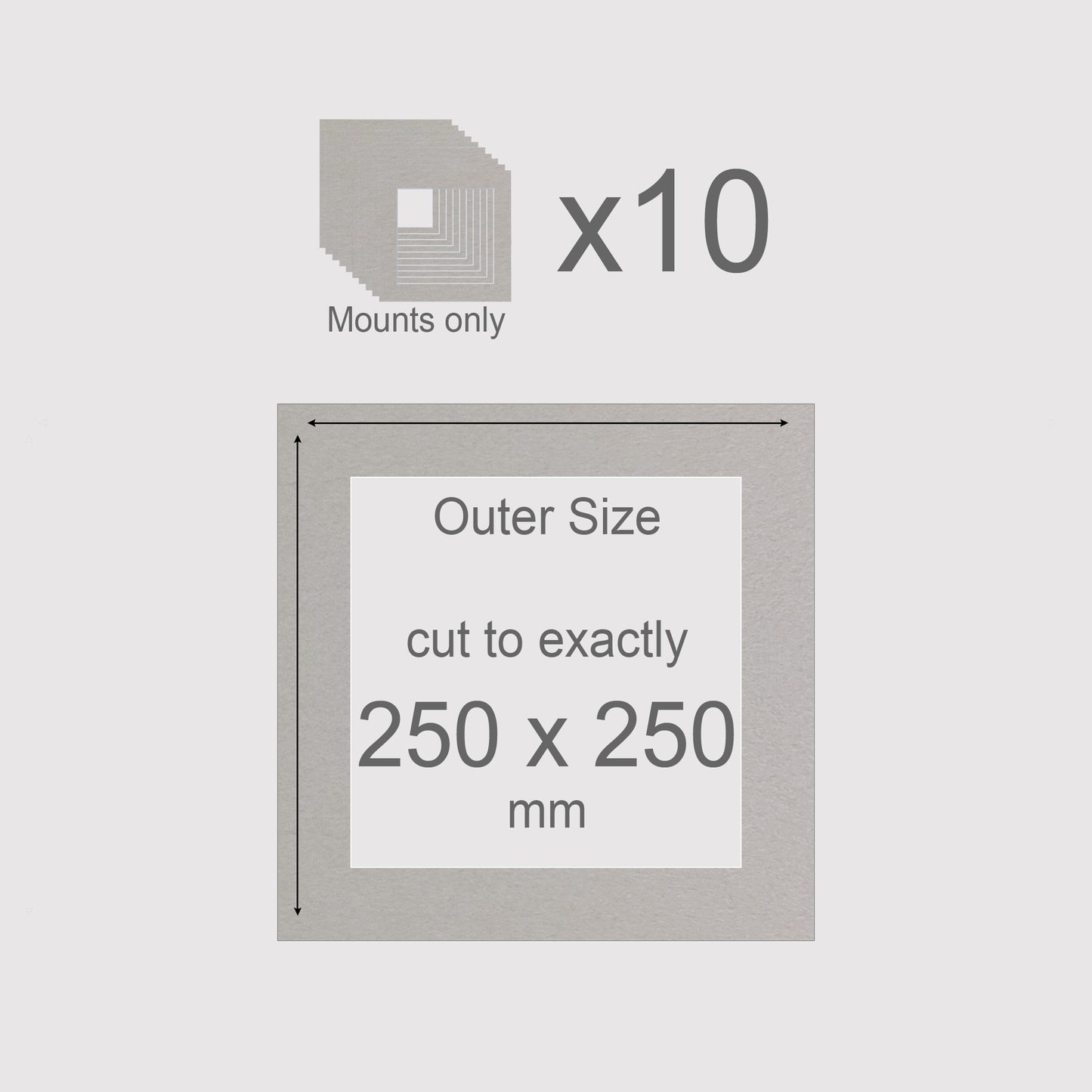 250 x 250 mm, Mounts only, Pack of 10