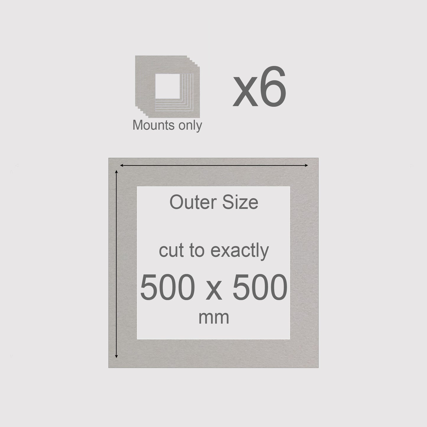 500 x 500 mm, Mounts only, Pack of 6