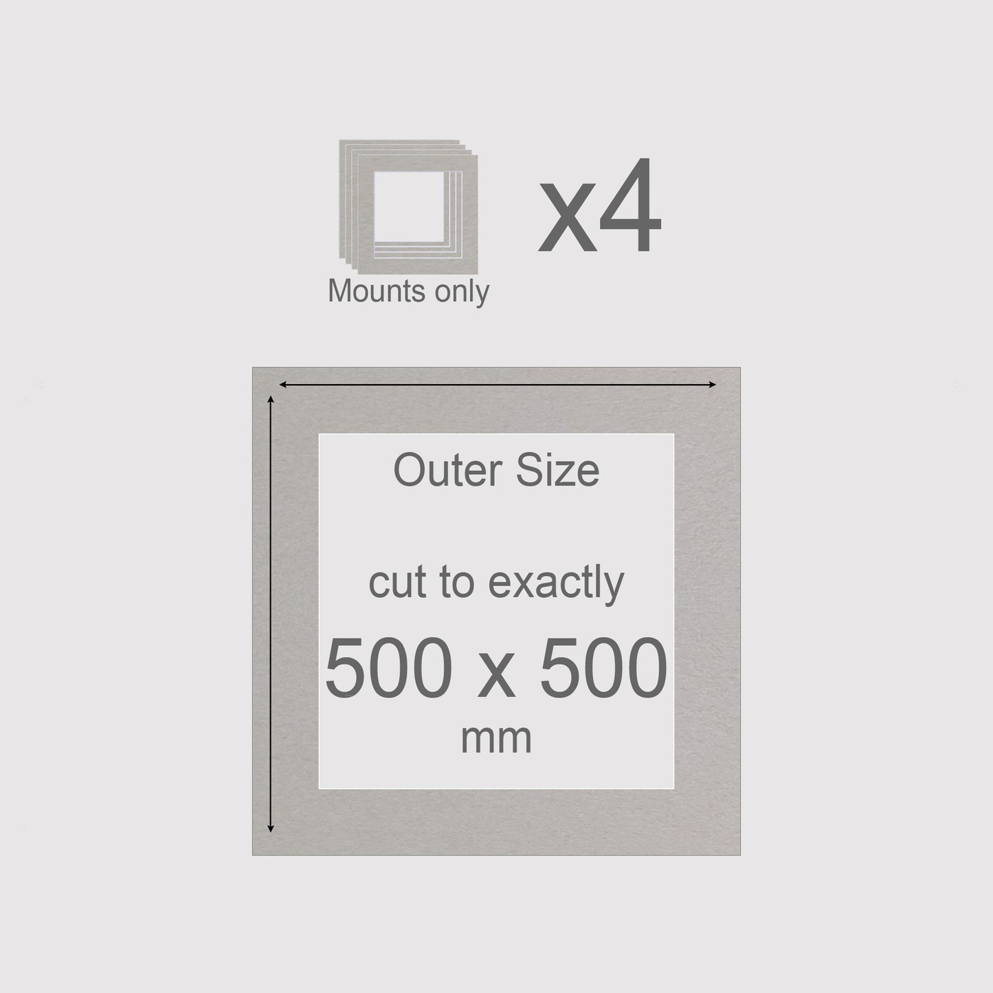 500 x 500 mm, Mounts only, Pack of 4