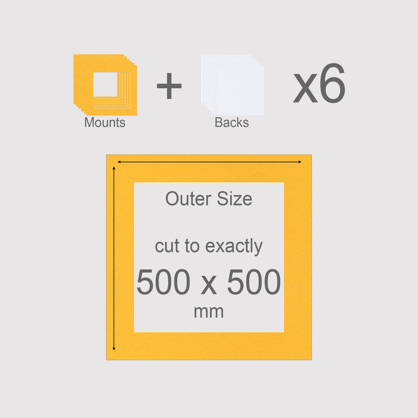500 x 500 mm, Mounts & Backs, Pack of 6