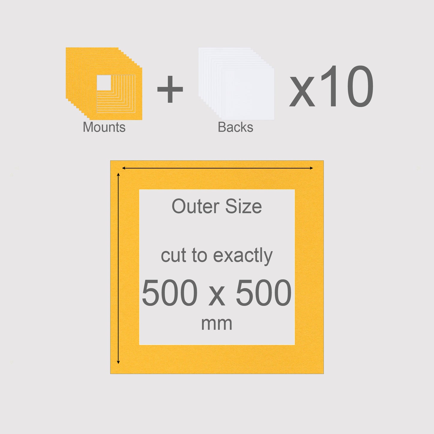 500 x 500 mm, Mounts & Backs, Pack of 10
