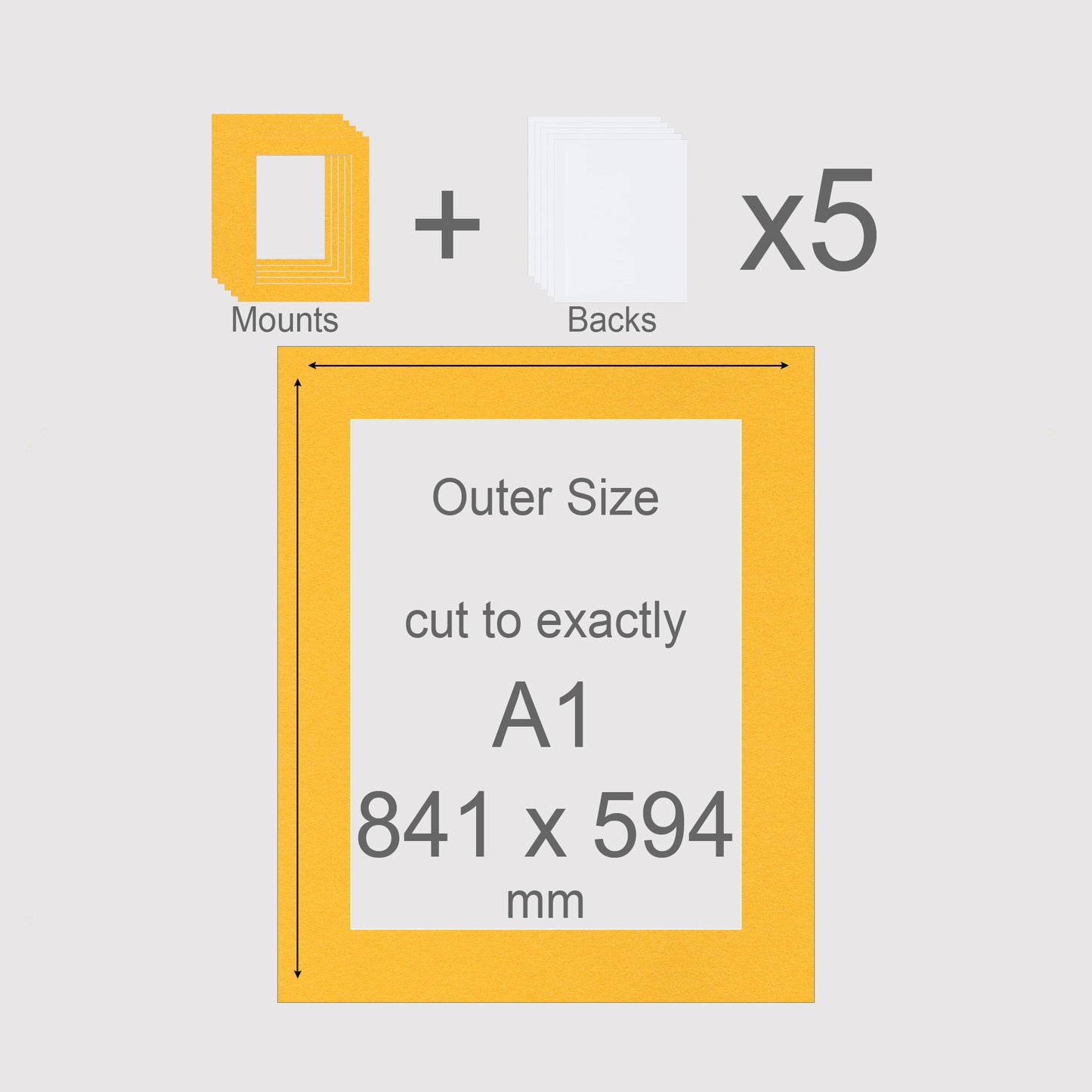 A1, 841 x 594 mm, Mounts & Backs, Pack of 5