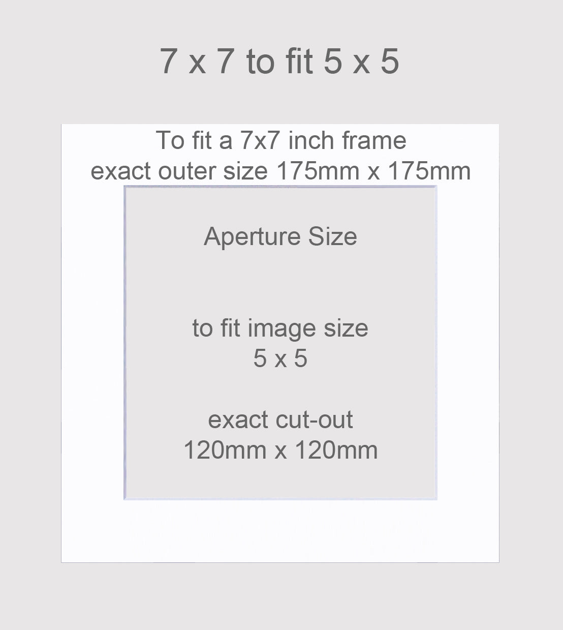 7x7 inch picture mounts, to fit 5x5 inch images.