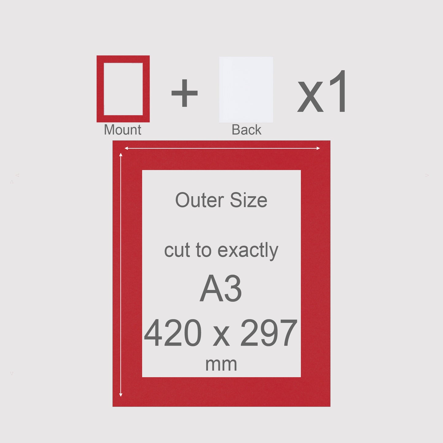 A3, 420 x 297 mm, Mount & Back, Pack of 1 (single)