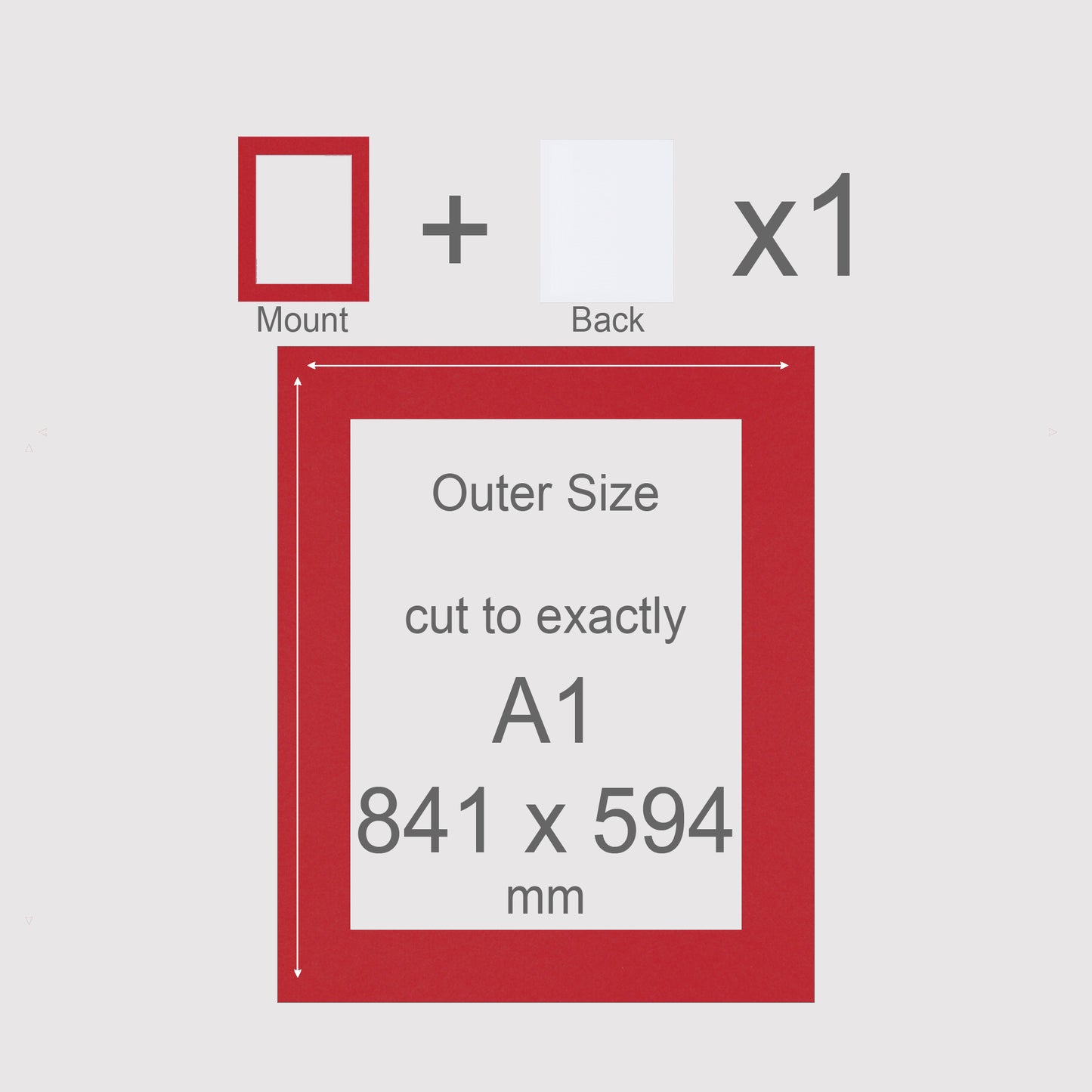 A1, 841 x 594 mm, Mount & Back, Pack of 1 (single)