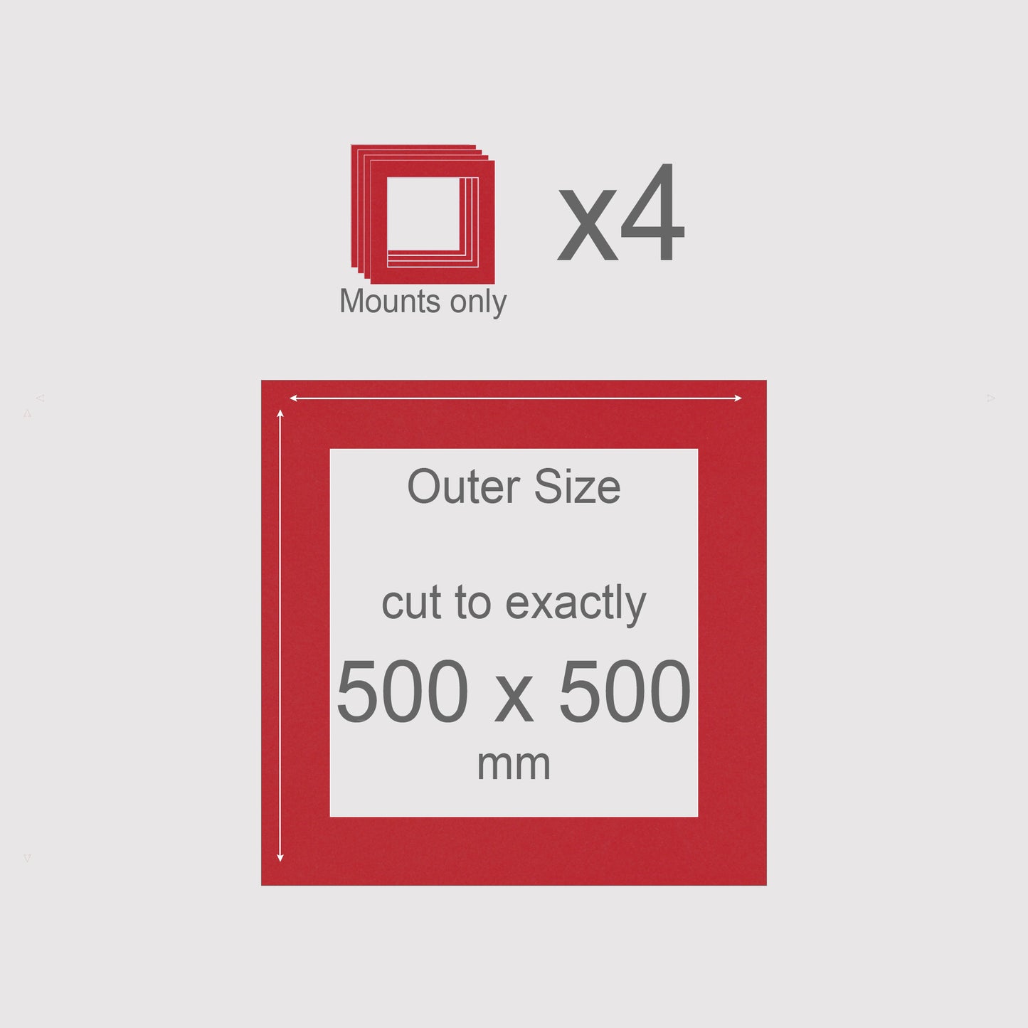 500 x 500 mm, Mounts only, Pack of 4