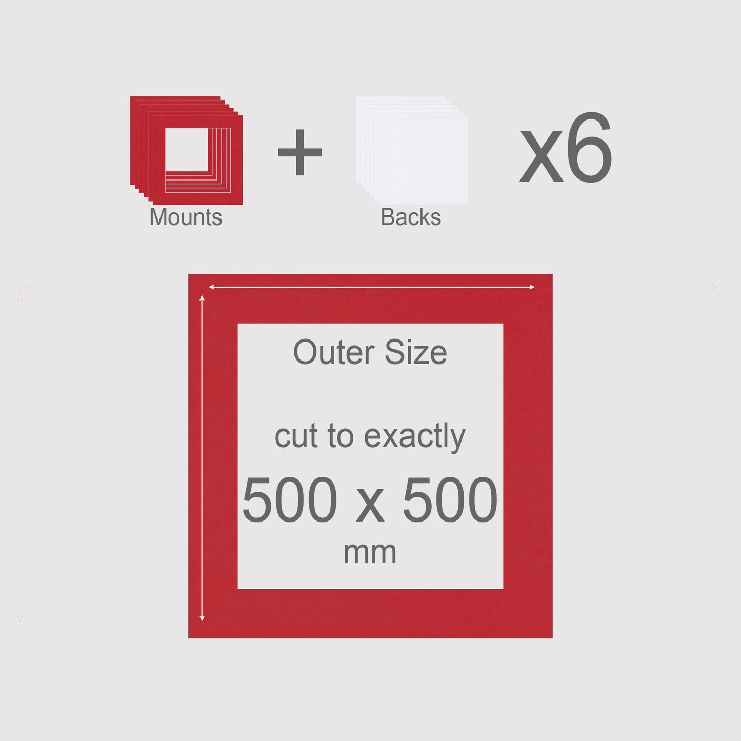 500 x 500 mm, Mounts & Backs, Pack of 6