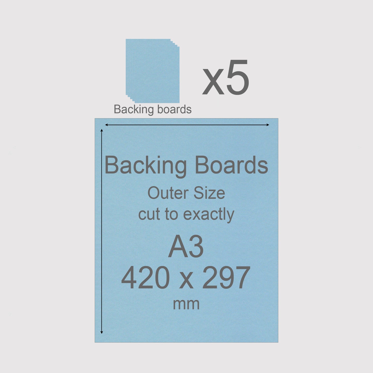 A3, 420 x 297 mm, Mountboard Backs for Picture Mounts