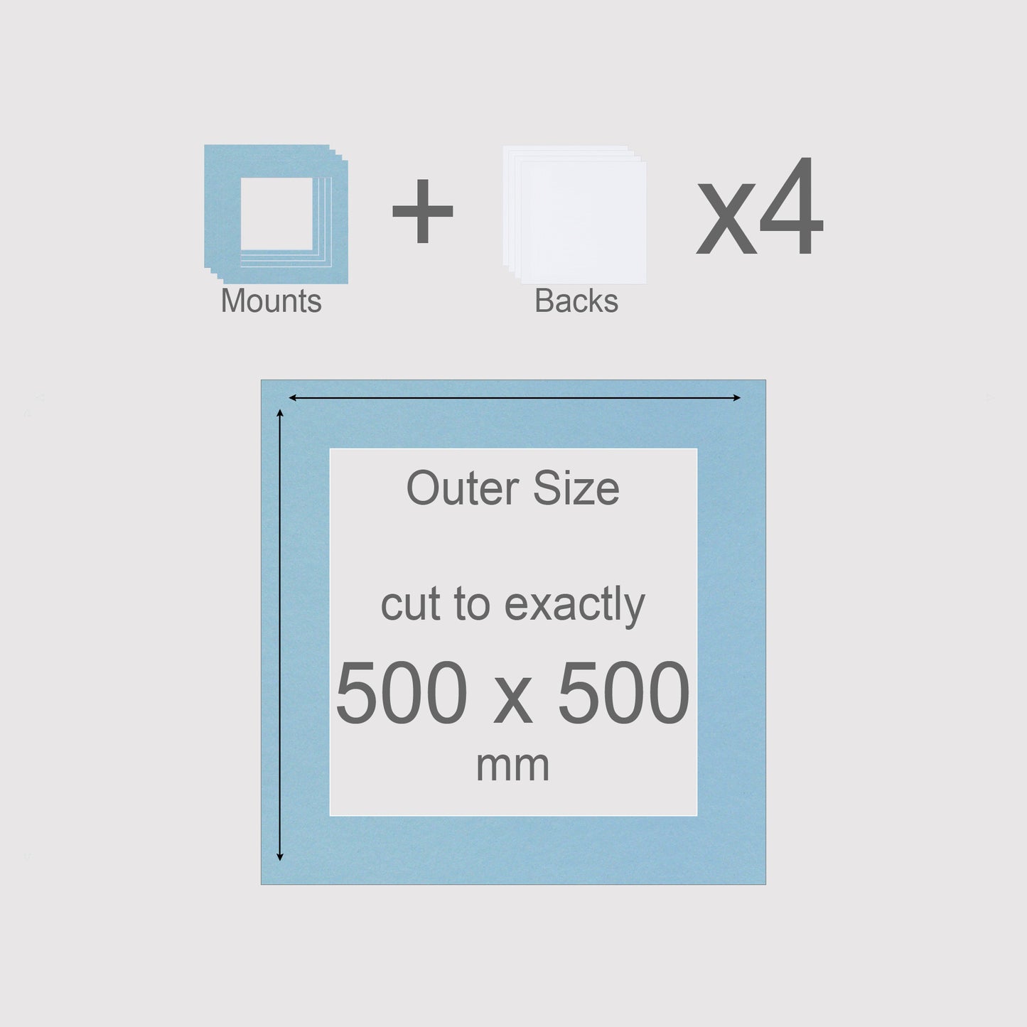 500 x 500 mm, Mounts & Backs, Pack of 4