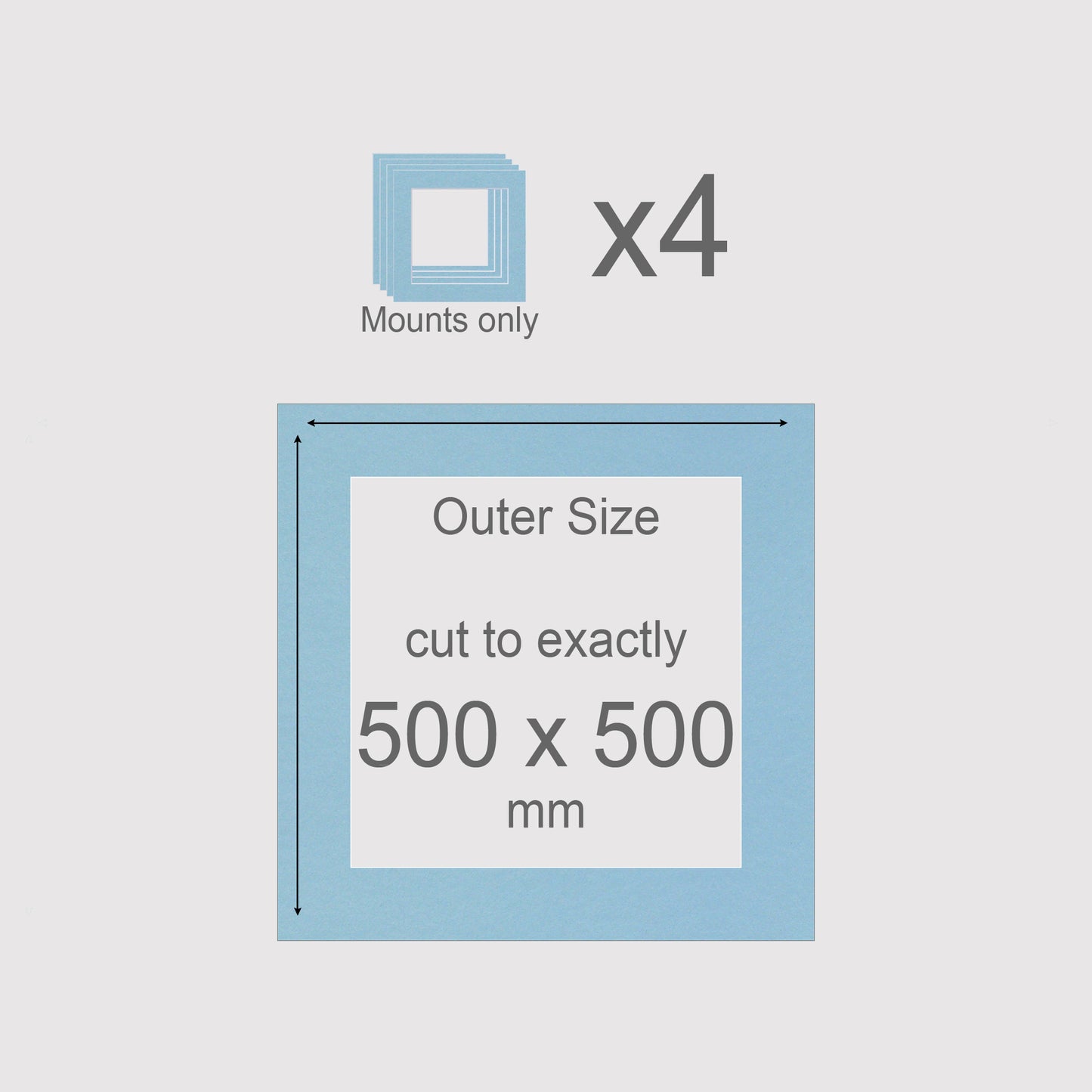 500 x 500 mm, Mounts only, Pack of 4