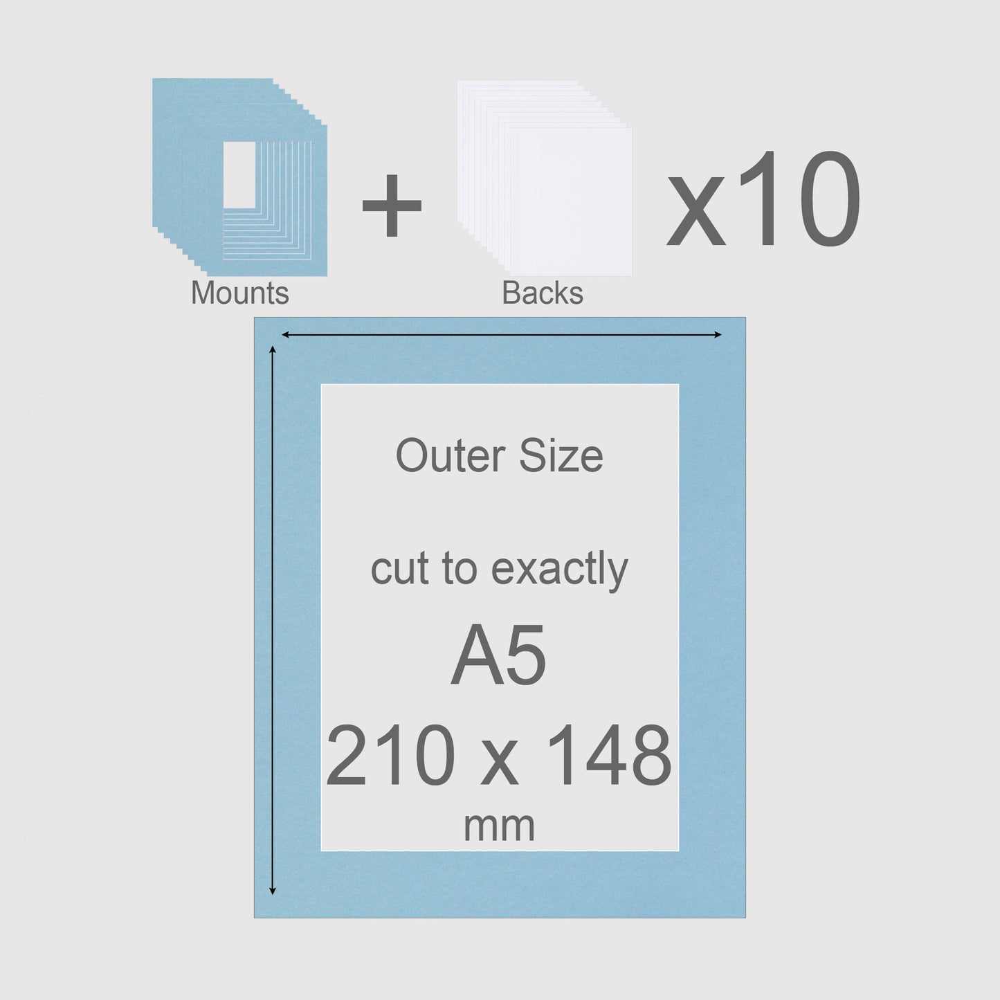 A5, 210 x 148 mm, Mounts & Backs, Pack of 10