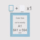 A1, 841 x 594 mm, Mount & Back, Pack of 1 (single)