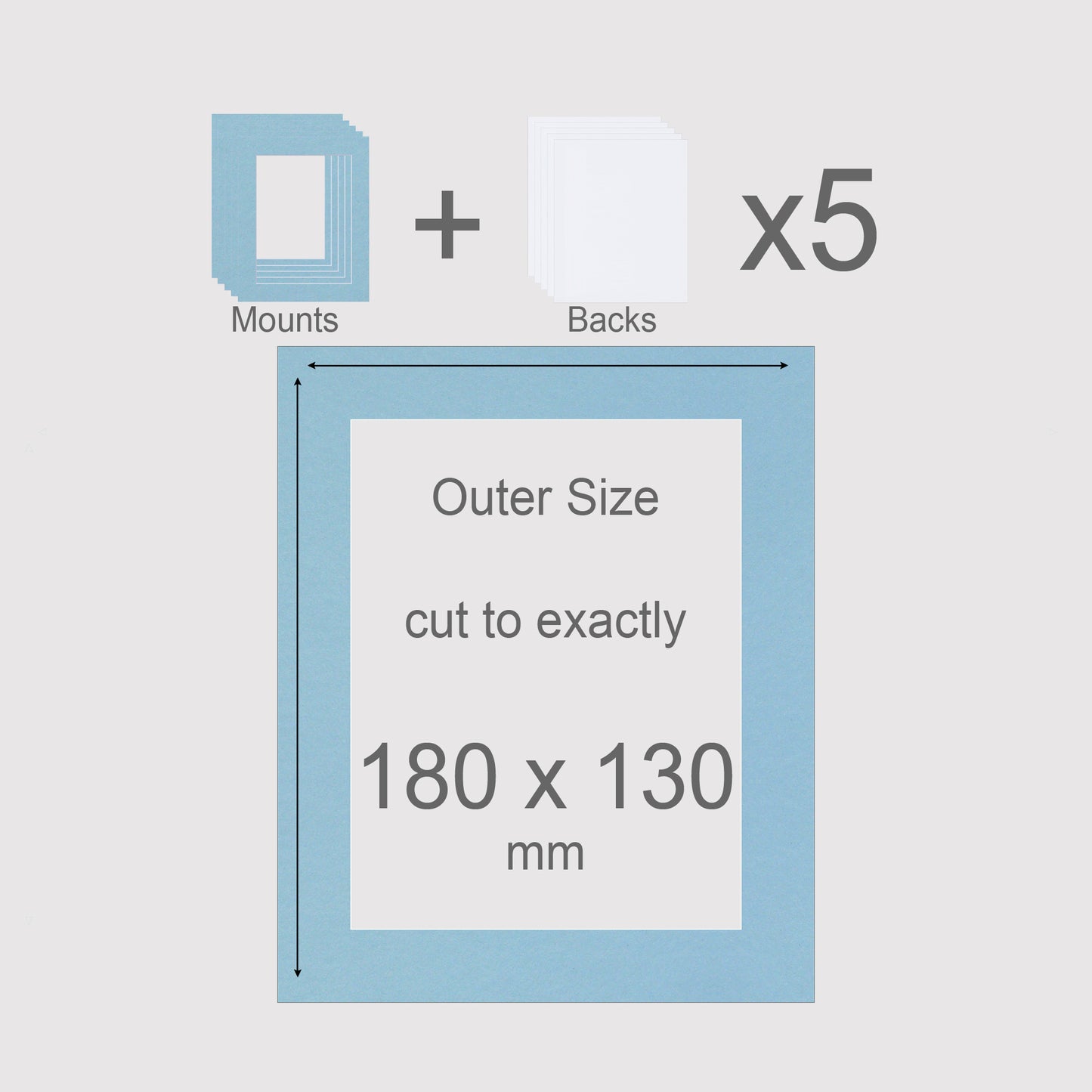 180 x 130 mm, Mounts & Backs, Pack of 5