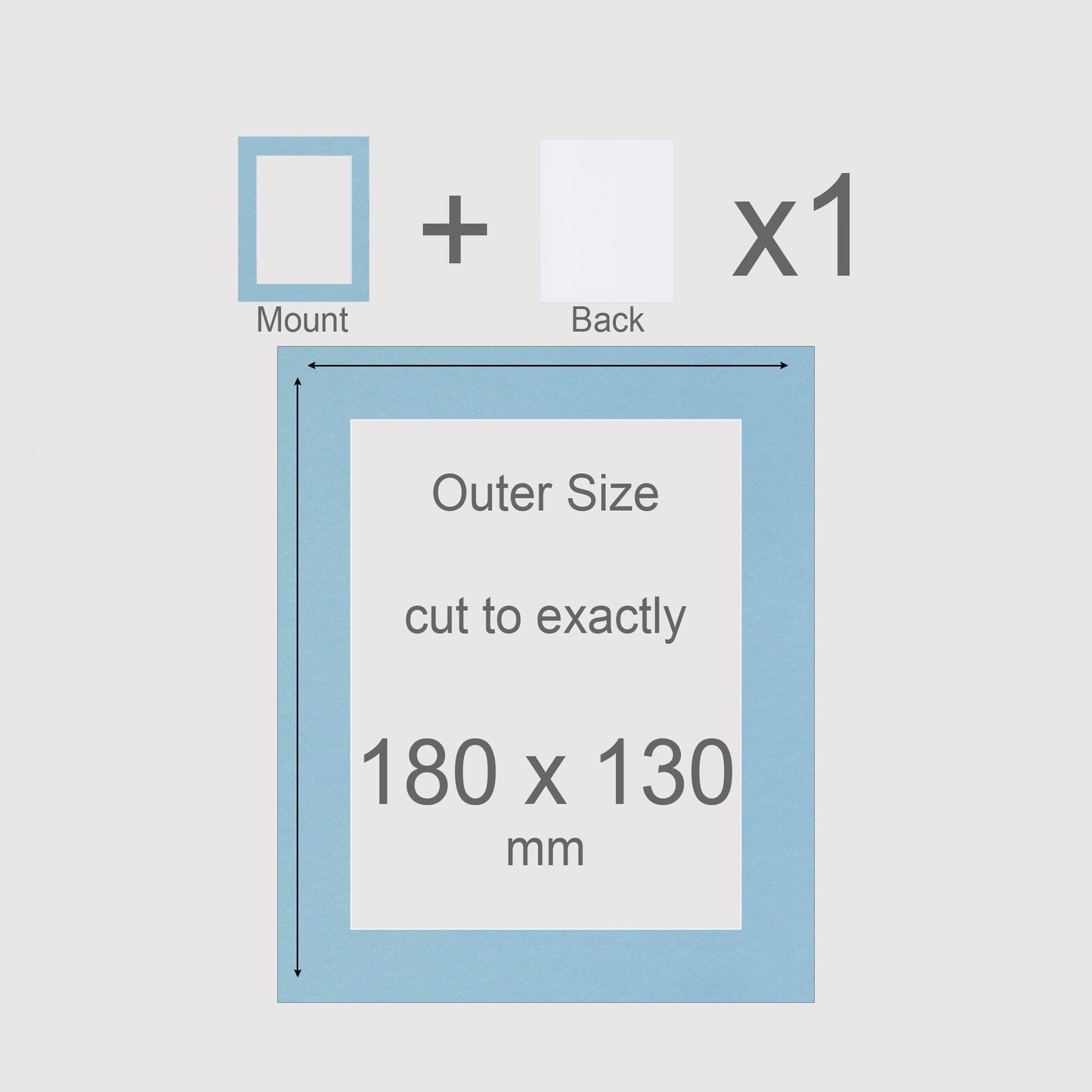 180 x 130 mm, Mount & Back, Pack of 1 (single)