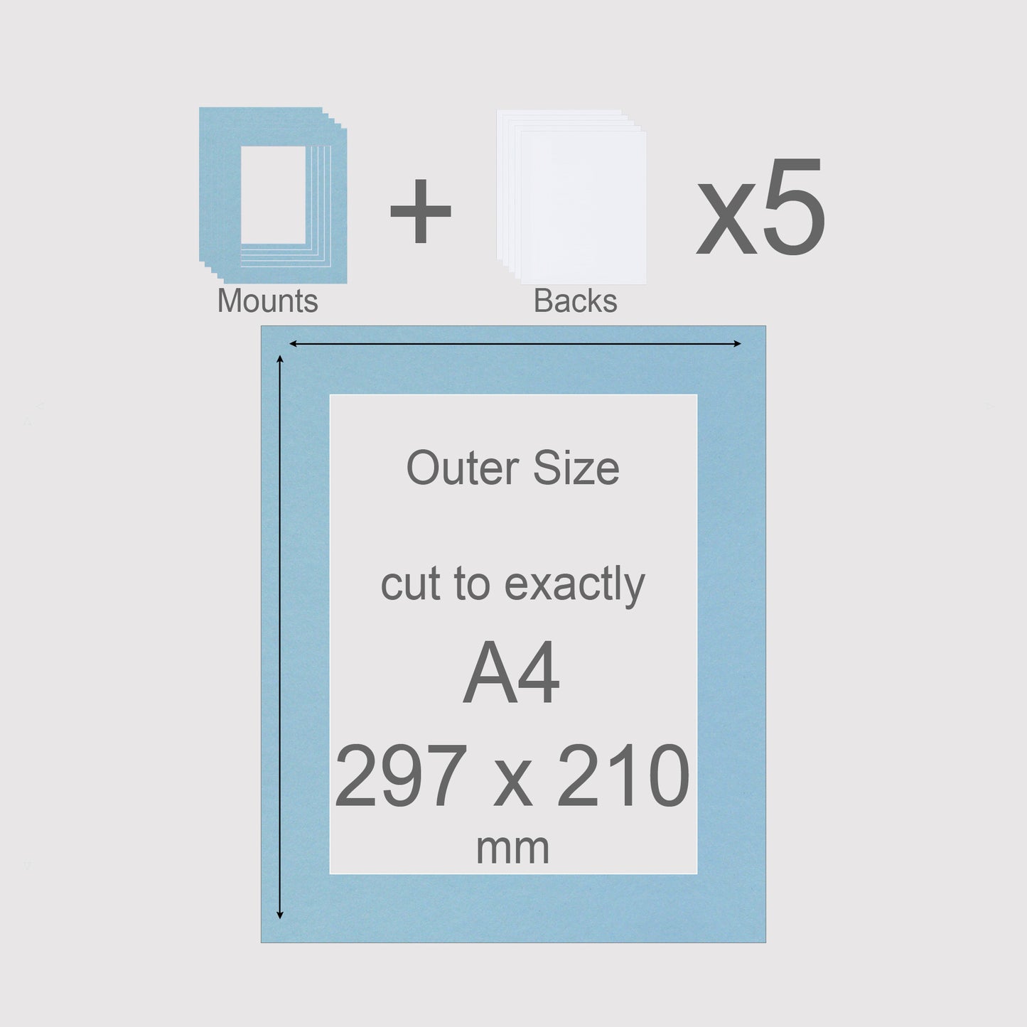 A4, 297 x 210 mm, Mounts & Backs, Pack of 5