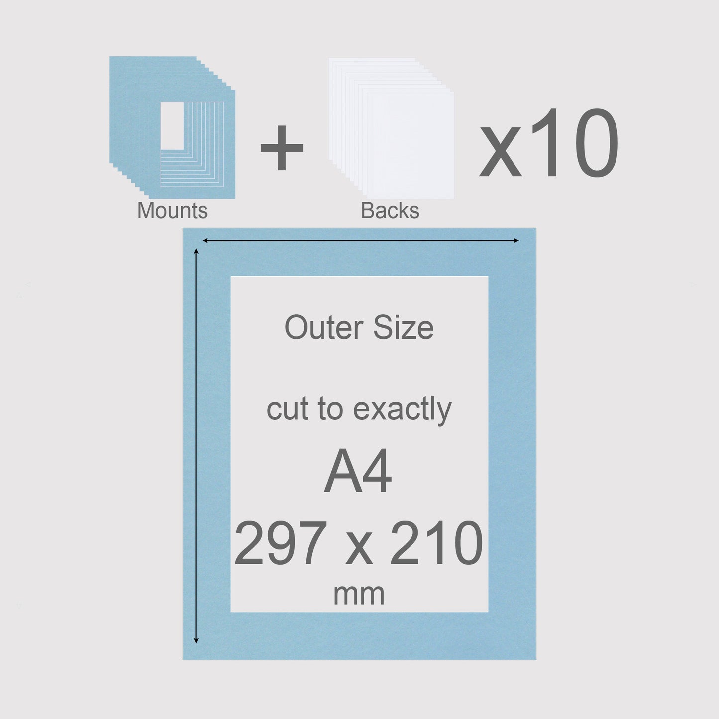 A4, 297 x 210 mm, Mounts & Backs, Pack of 10