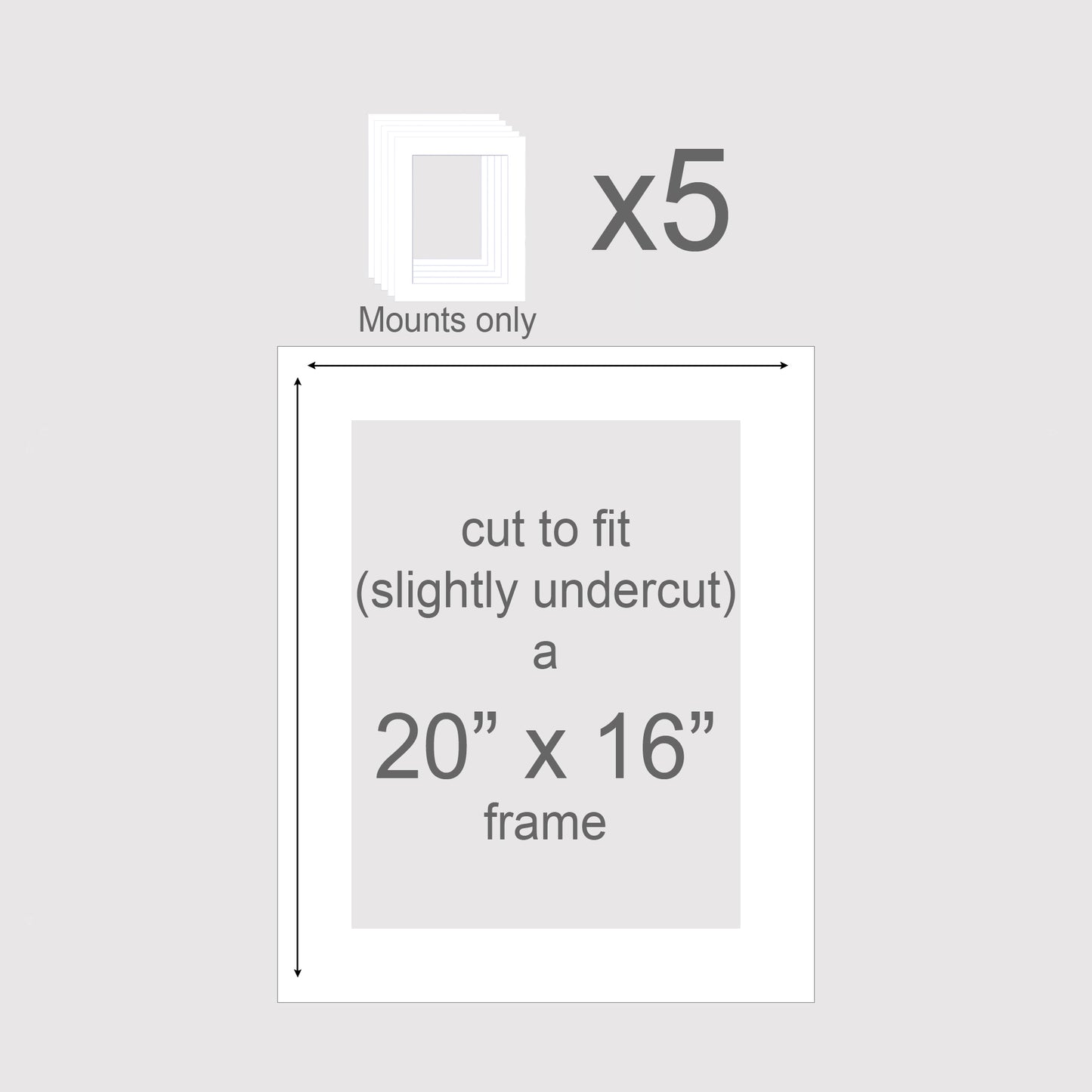 Pack of 5 mounts, 20 x 16, Photo White