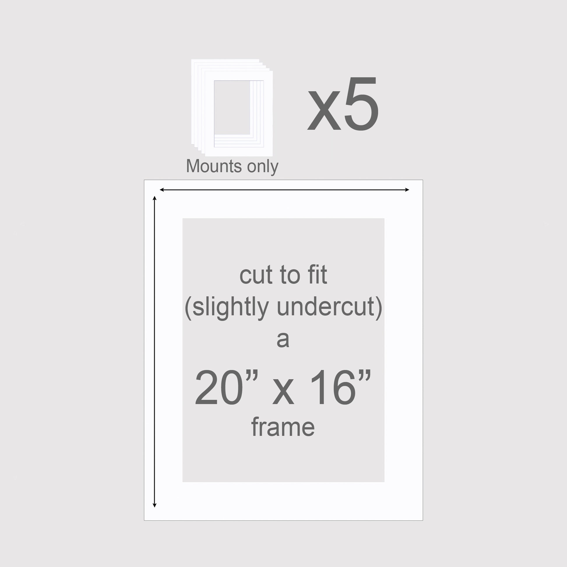 Pack of 5 mounts, 20 x 16, Bright White